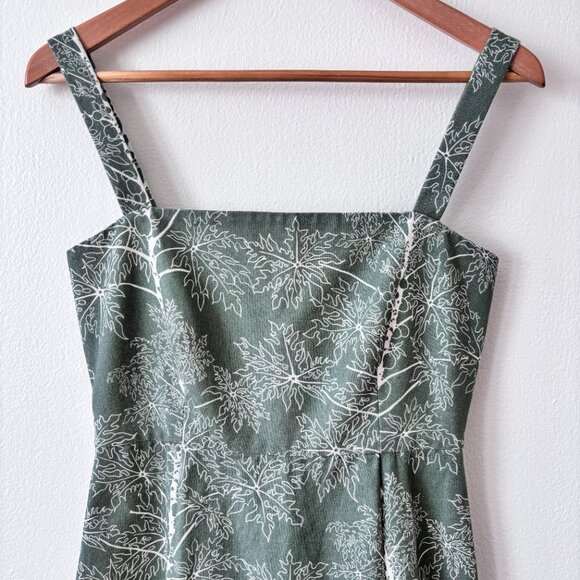 Coco Shop Long Slip Dress in Green Botanical Motif - Picture 3 of 8
